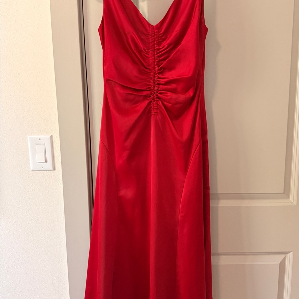 Maggy London Vibrant Red Gathered Dress